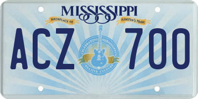 MS license plate ACZ700