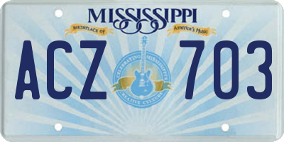 MS license plate ACZ703
