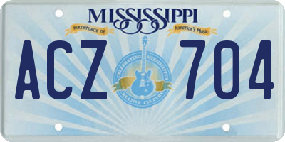 MS license plate ACZ704