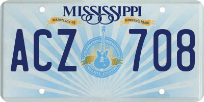 MS license plate ACZ708