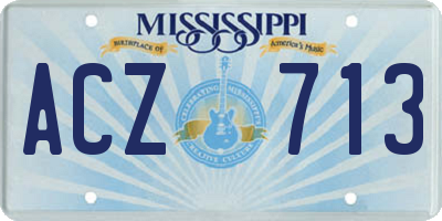 MS license plate ACZ713