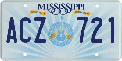 MS license plate ACZ721