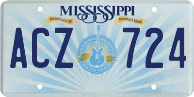 MS license plate ACZ724