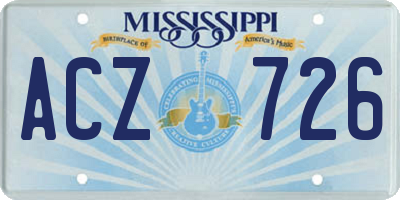 MS license plate ACZ726