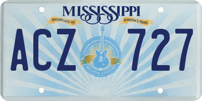 MS license plate ACZ727