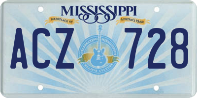 MS license plate ACZ728