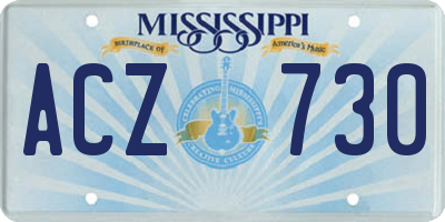 MS license plate ACZ730