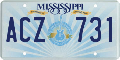MS license plate ACZ731