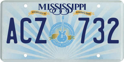 MS license plate ACZ732