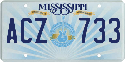 MS license plate ACZ733