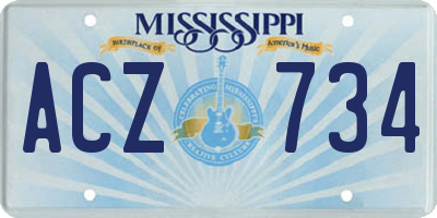 MS license plate ACZ734