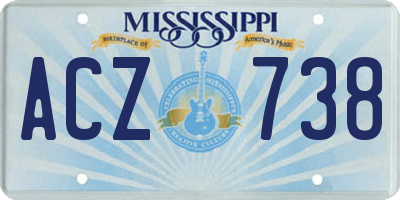 MS license plate ACZ738