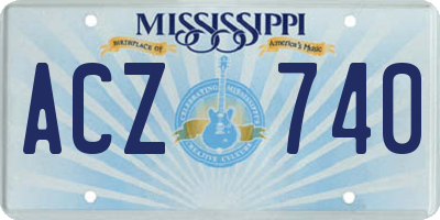 MS license plate ACZ740