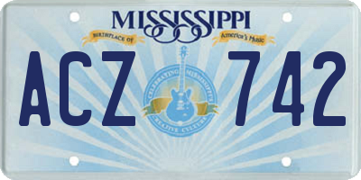 MS license plate ACZ742