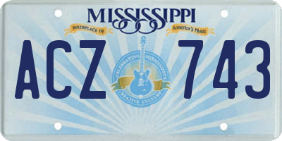 MS license plate ACZ743