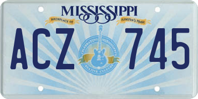 MS license plate ACZ745