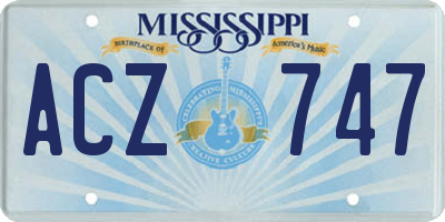 MS license plate ACZ747