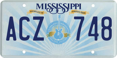MS license plate ACZ748