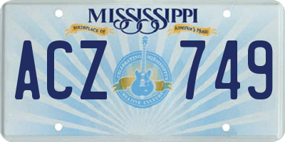 MS license plate ACZ749