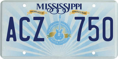 MS license plate ACZ750