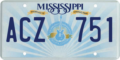 MS license plate ACZ751