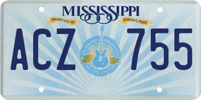 MS license plate ACZ755
