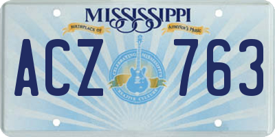 MS license plate ACZ763