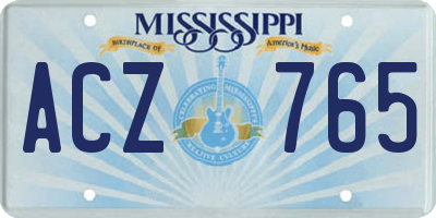 MS license plate ACZ765