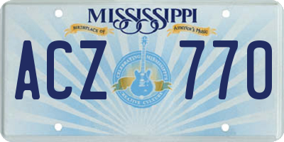 MS license plate ACZ770