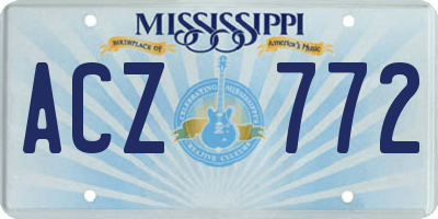 MS license plate ACZ772
