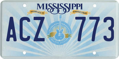 MS license plate ACZ773
