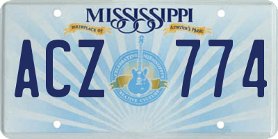 MS license plate ACZ774