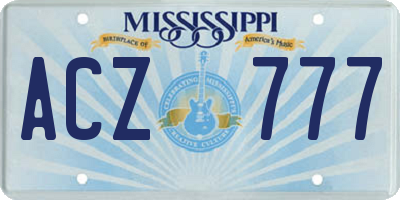 MS license plate ACZ777