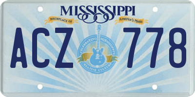 MS license plate ACZ778