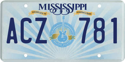 MS license plate ACZ781