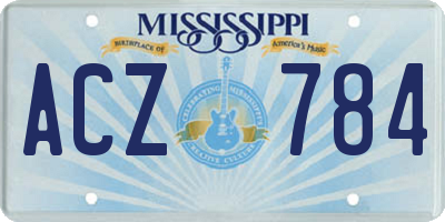 MS license plate ACZ784