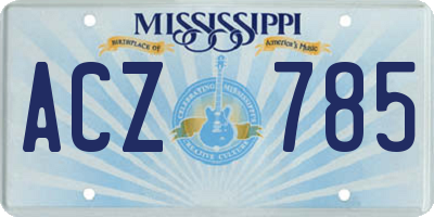 MS license plate ACZ785