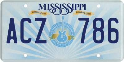 MS license plate ACZ786