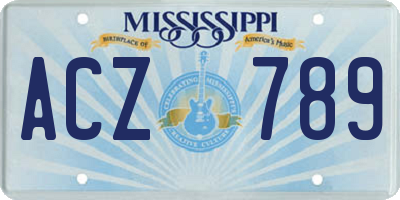 MS license plate ACZ789