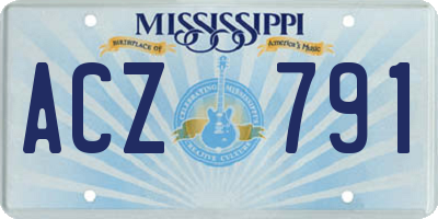 MS license plate ACZ791