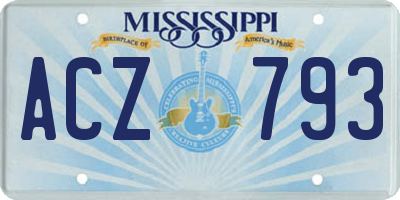 MS license plate ACZ793