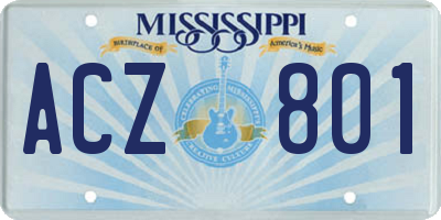 MS license plate ACZ801