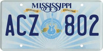 MS license plate ACZ802