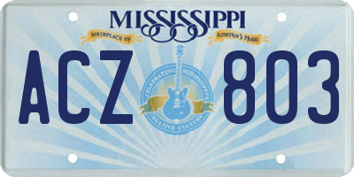 MS license plate ACZ803
