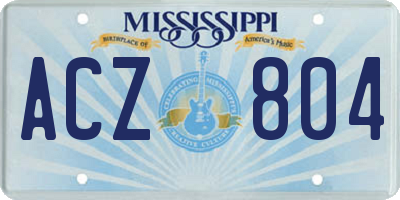 MS license plate ACZ804