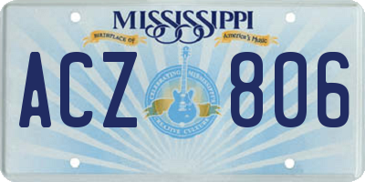 MS license plate ACZ806