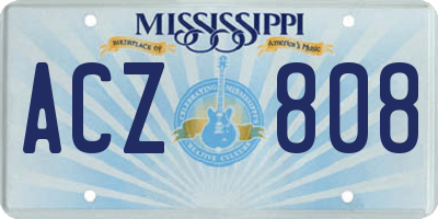 MS license plate ACZ808