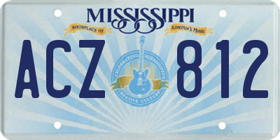 MS license plate ACZ812