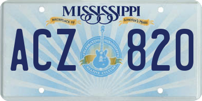 MS license plate ACZ820