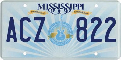 MS license plate ACZ822